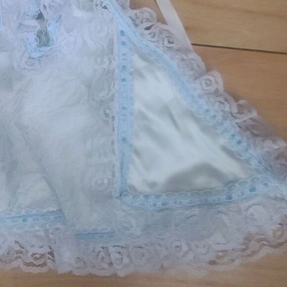 Infant of Prague Blue Satin White Lace Vestment - Picture 3 of 5